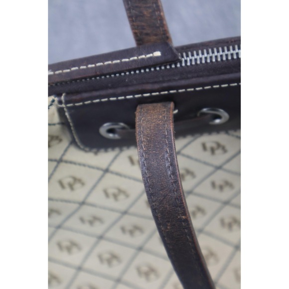 Dooney & Bourke Tote Womens Large Beige Monogram Canvas Leather Shoulder Handbag - Picture 6 of 9